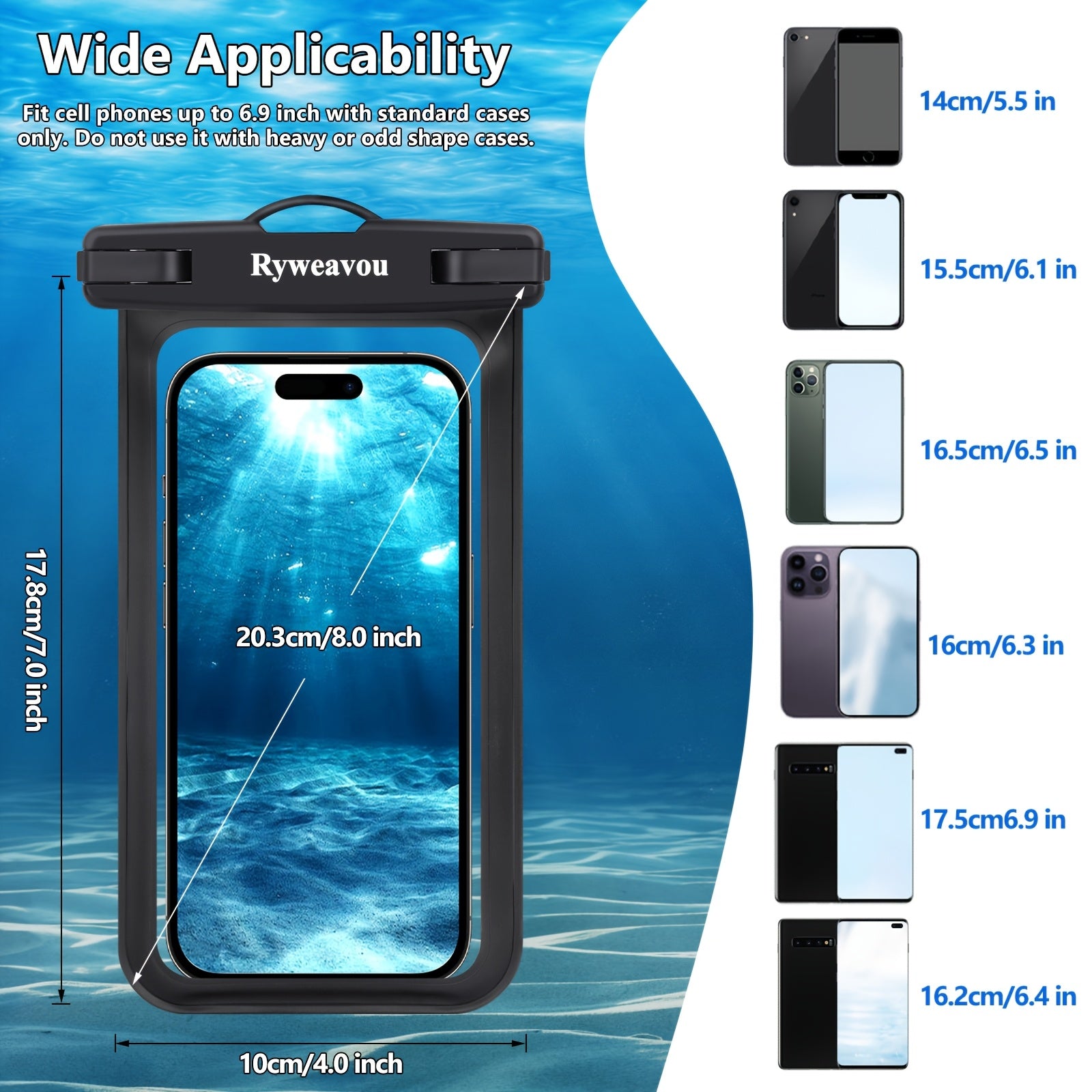 [PVC Dry Bags] 2 Pack 7 Inch Phone | For iPhone16Pro 15 14 13 12 11 Pro Max XS Plus for galaxy Phone, PVC Dry Bags for Diving, Swimming, Snorkeling and Beach Adventures