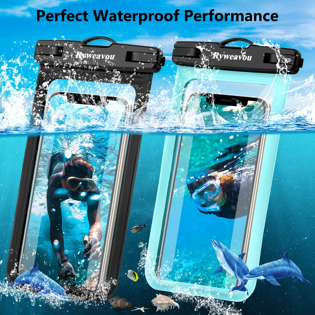 [PVC Dry Bags] 2 Pack 7 Inch Phone | For iPhone16Pro 15 14 13 12 11 Pro Max XS Plus for galaxy Phone, PVC Dry Bags for Diving, Swimming, Snorkeling and Beach Adventures
