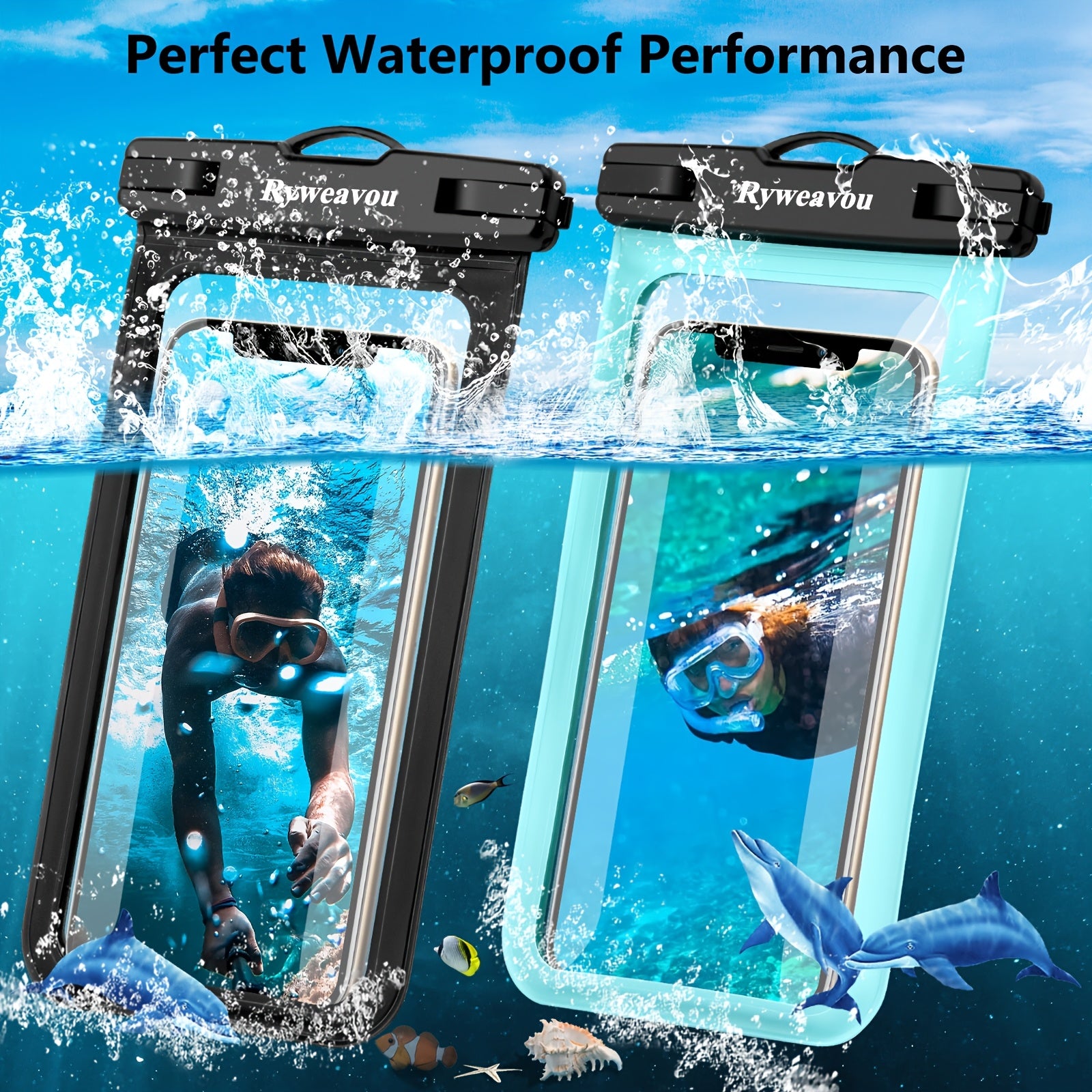 [PVC Dry Bags] 2 Pack 7 Inch Phone | For iPhone16Pro 15 14 13 12 11 Pro Max XS Plus for galaxy Phone, PVC Dry Bags for Diving, Swimming, Snorkeling and Beach Adventures