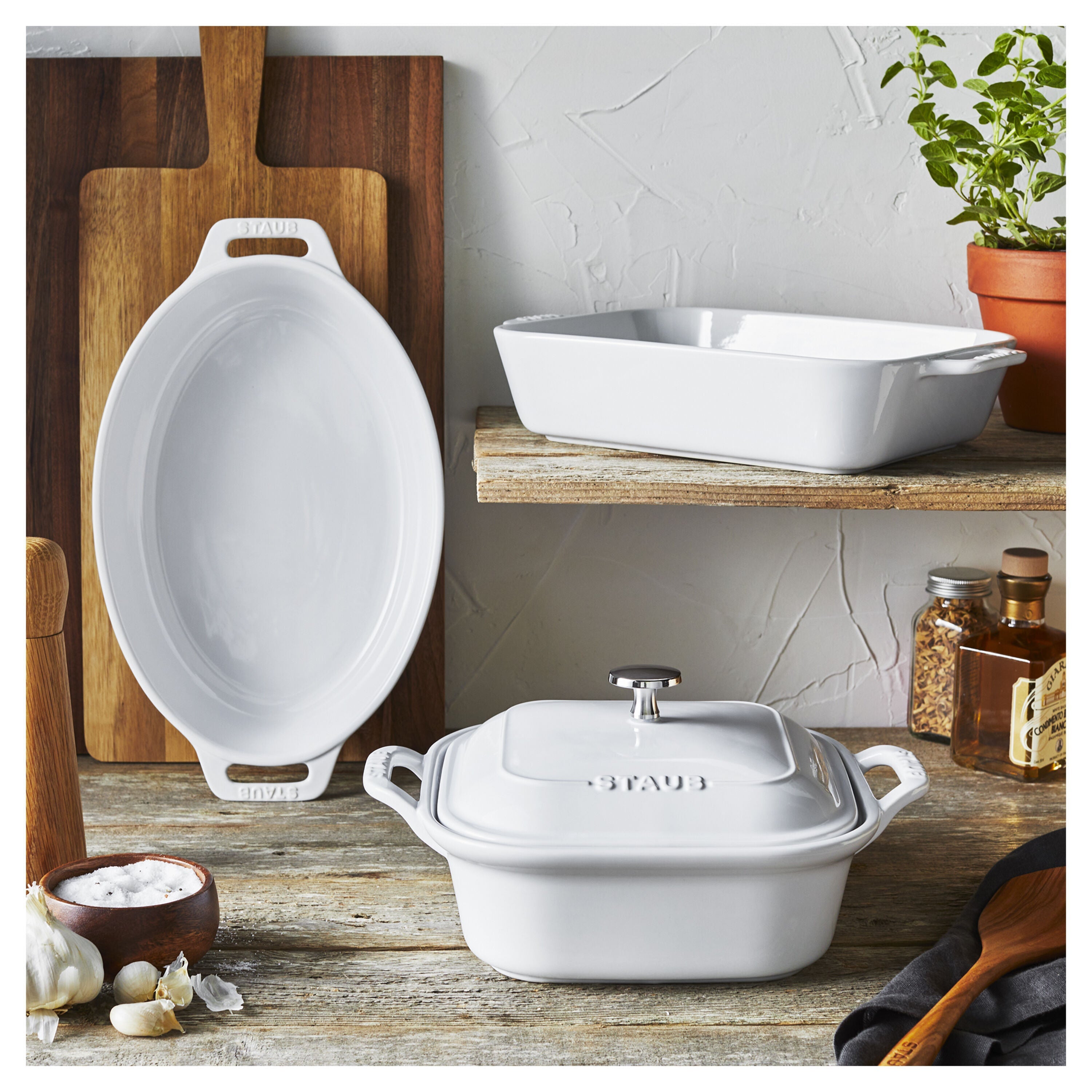 STAUB Ceramique Mixed Baking Dish Set White 4 Piece