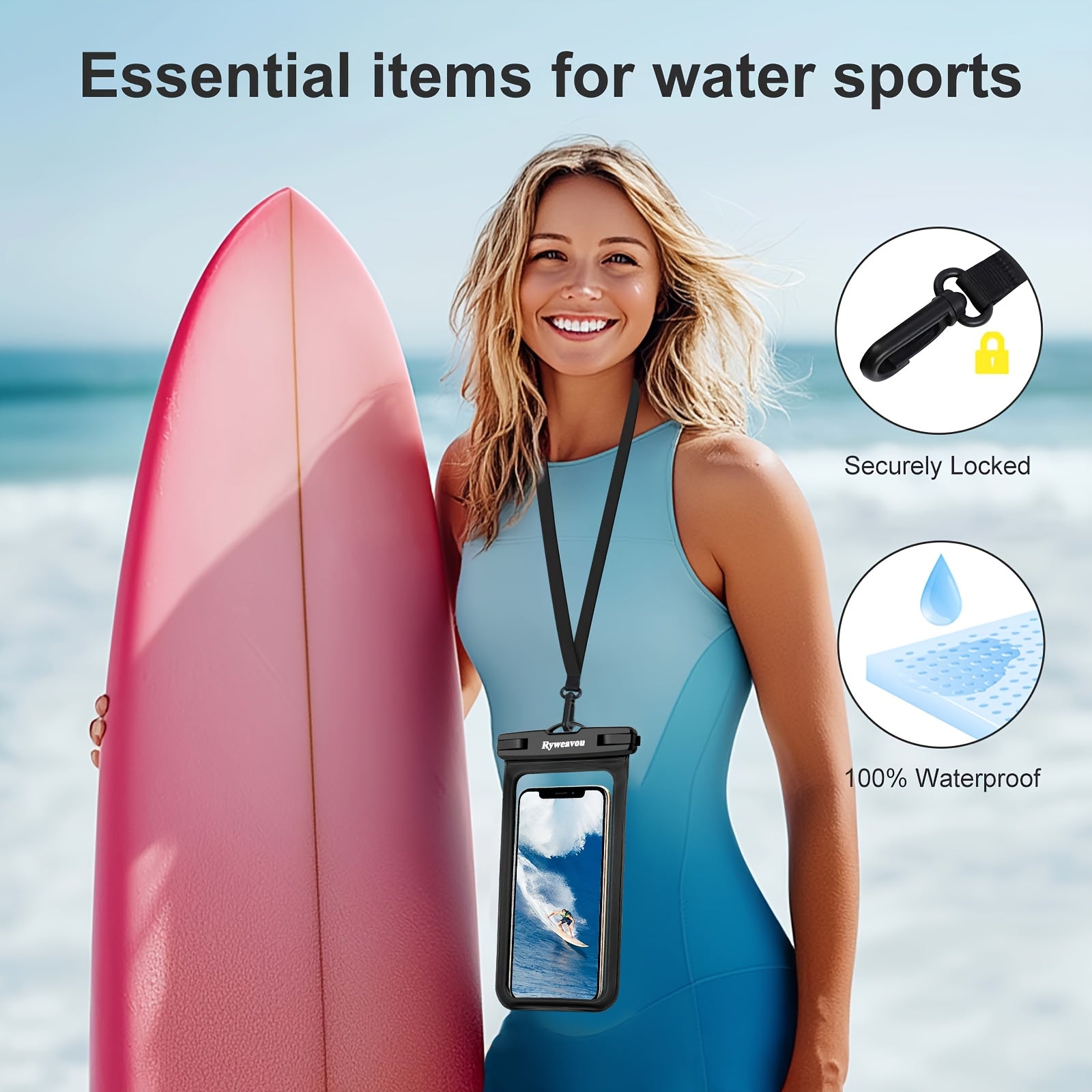 [PVC Dry Bags] 2 Pack 7 Inch Phone | For iPhone16Pro 15 14 13 12 11 Pro Max XS Plus for galaxy Phone, PVC Dry Bags for Diving, Swimming, Snorkeling and Beach Adventures