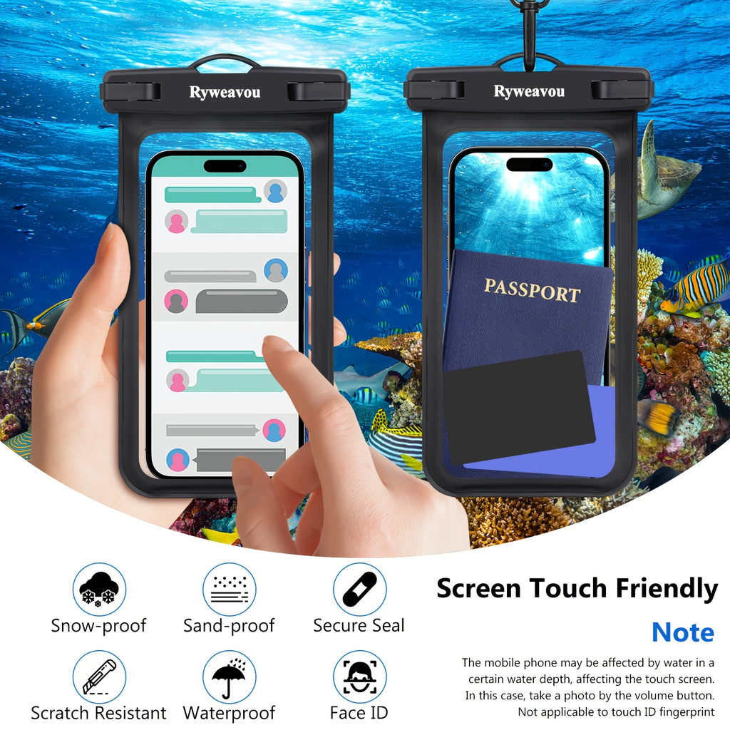 [PVC Dry Bags] 2 Pack 7 Inch Phone | For iPhone16Pro 15 14 13 12 11 Pro Max XS Plus for galaxy Phone, PVC Dry Bags for Diving, Swimming, Snorkeling and Beach Adventures